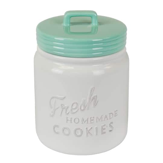 DII® 9" Aqua & White Ceramic Cookie Jar